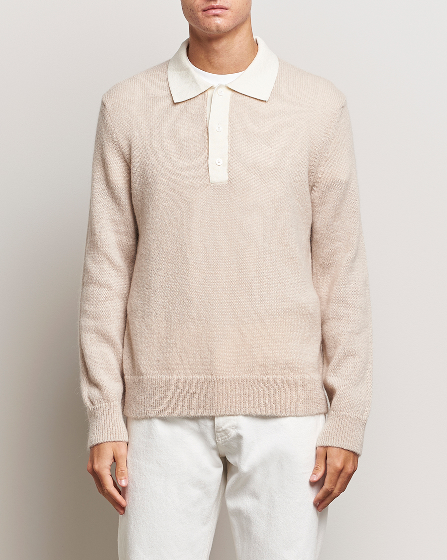 Mies |  | GANT | Mohair Knitted Polo Soft Oat