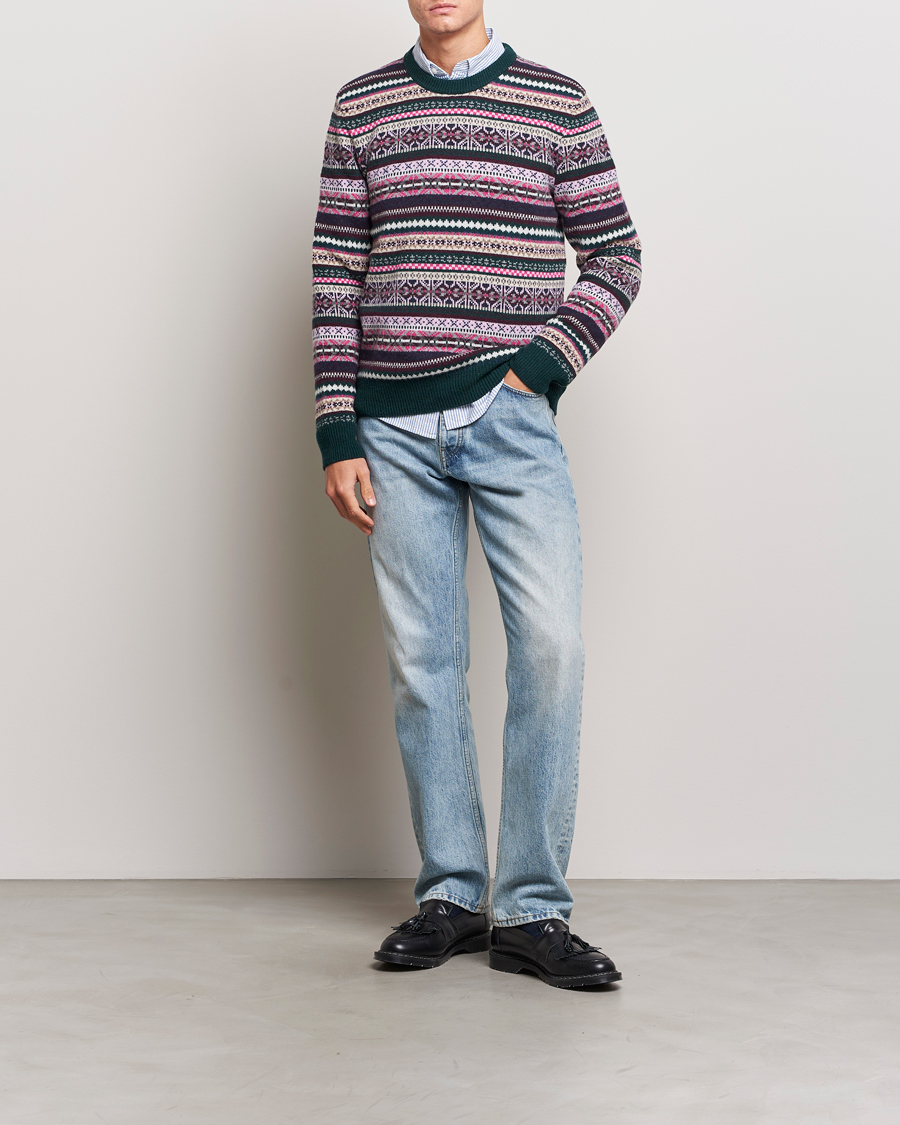 Mies | Puserot | GANT | Wool Fairisle Sweater Tartan Green