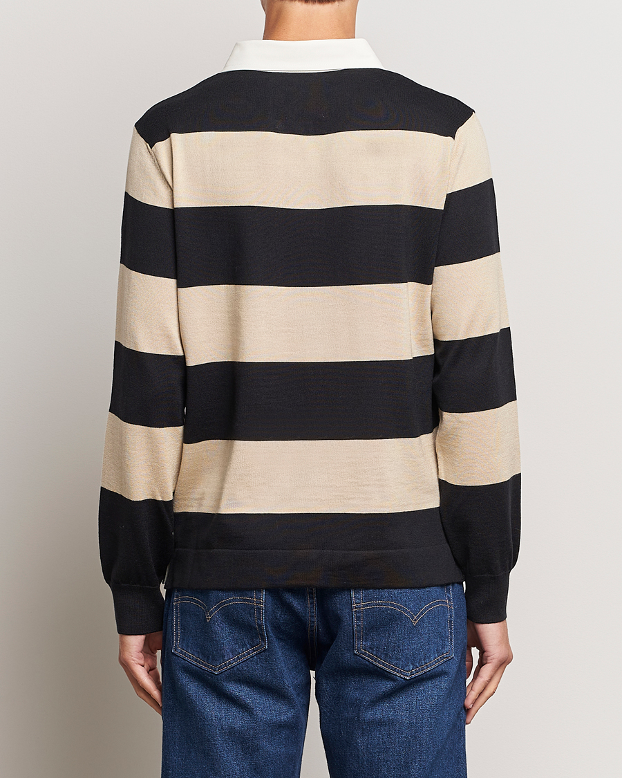 Mies | Puserot | GANT | Barstriped Knitted Rugger Beige/Navy