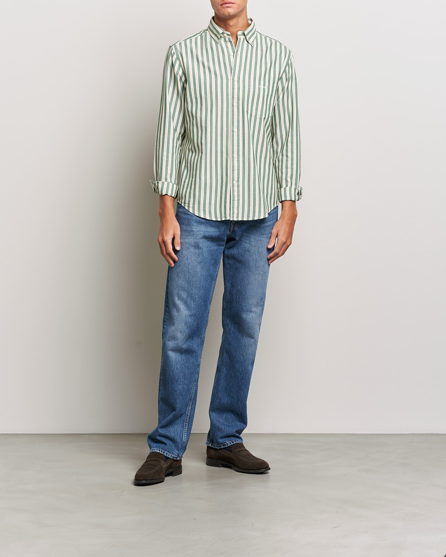 Mies | Kauluspaidat | GANT | Regular Fit Archive Oxford Striped Shirt Forest Green