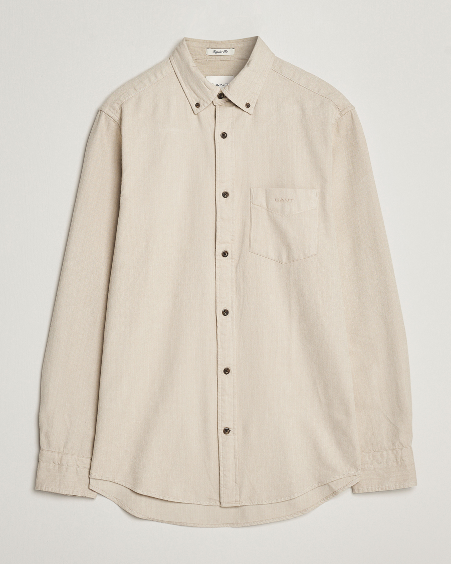 Mies |  | GANT | Regular Fit Herringbone Flannel Shirt Cold Beige
