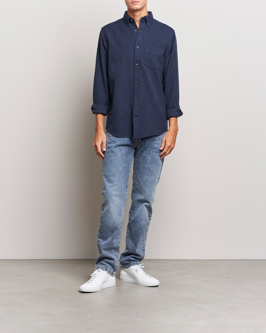 Mies | Kauluspaidat | GANT | Regular Fit Herringbone Flannel Shirt Marine