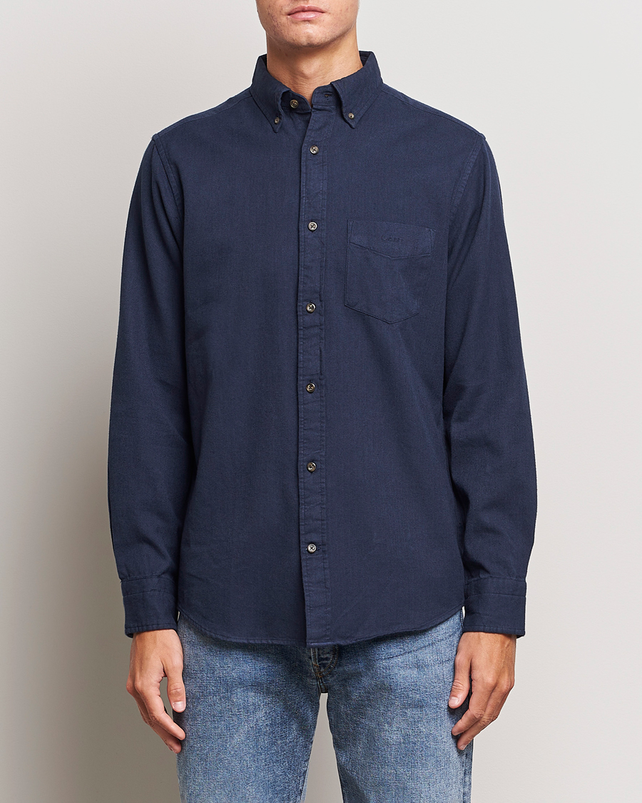 Mies |  | GANT | Regular Fit Herringbone Flannel Shirt Marine