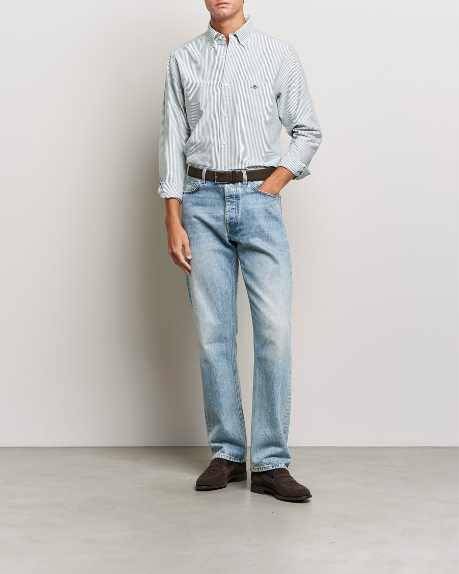 Mies | Kauluspaidat | GANT | Regular Fit Striped Oxford Shirt Forest Green