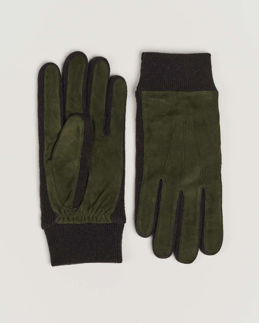 Mies | Hestra Geoffery Suede Wool Tricot Glove Dark Olive | Hestra | Geoffery Suede Wool Tricot Glove Dark Olive
