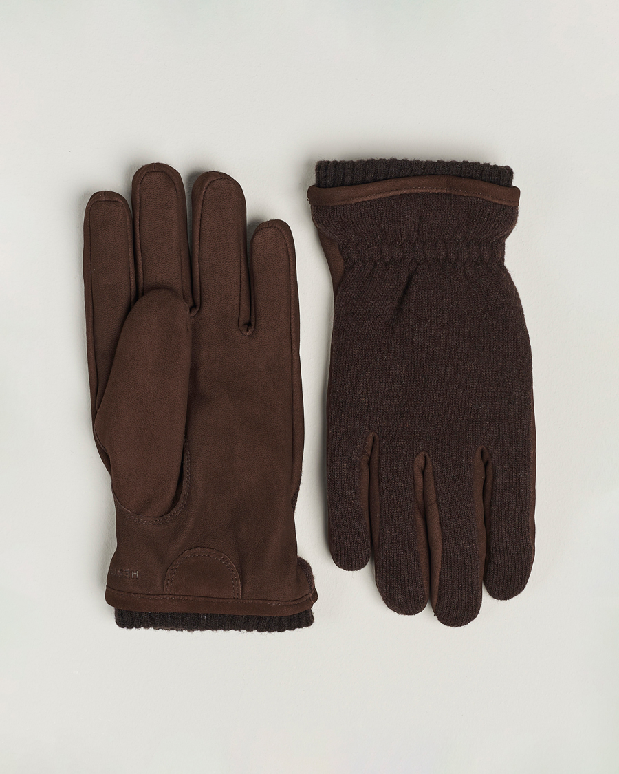 Mies |  | Hestra | Noah Nubuck Wool Tricot Glove Espresso