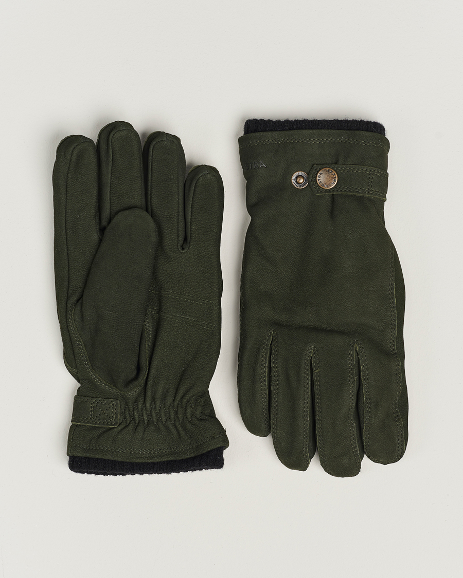 Mies | Käsineet | Hestra | Bergvik Fleece Liner Buckle Nubuck Glove Bottle Green