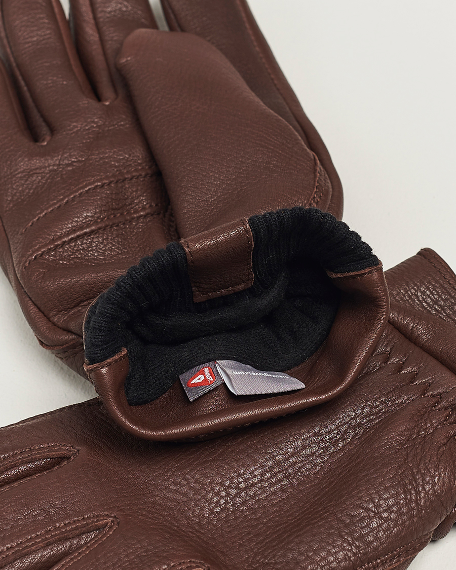 Mies | Hestra Kjetil Deerskin Rib Knitted Cuff Glove Chocolate | Hestra | Kjetil Deerskin Rib Knitted Cuff Glove Chocolate