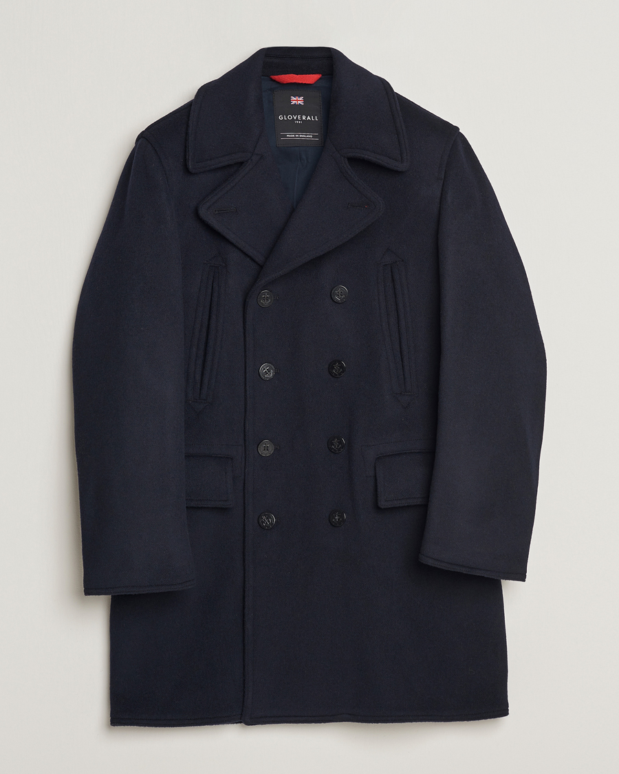 Mies | Takit | Gloverall | Churchill Long Reefer Peacoat Navy Royal
