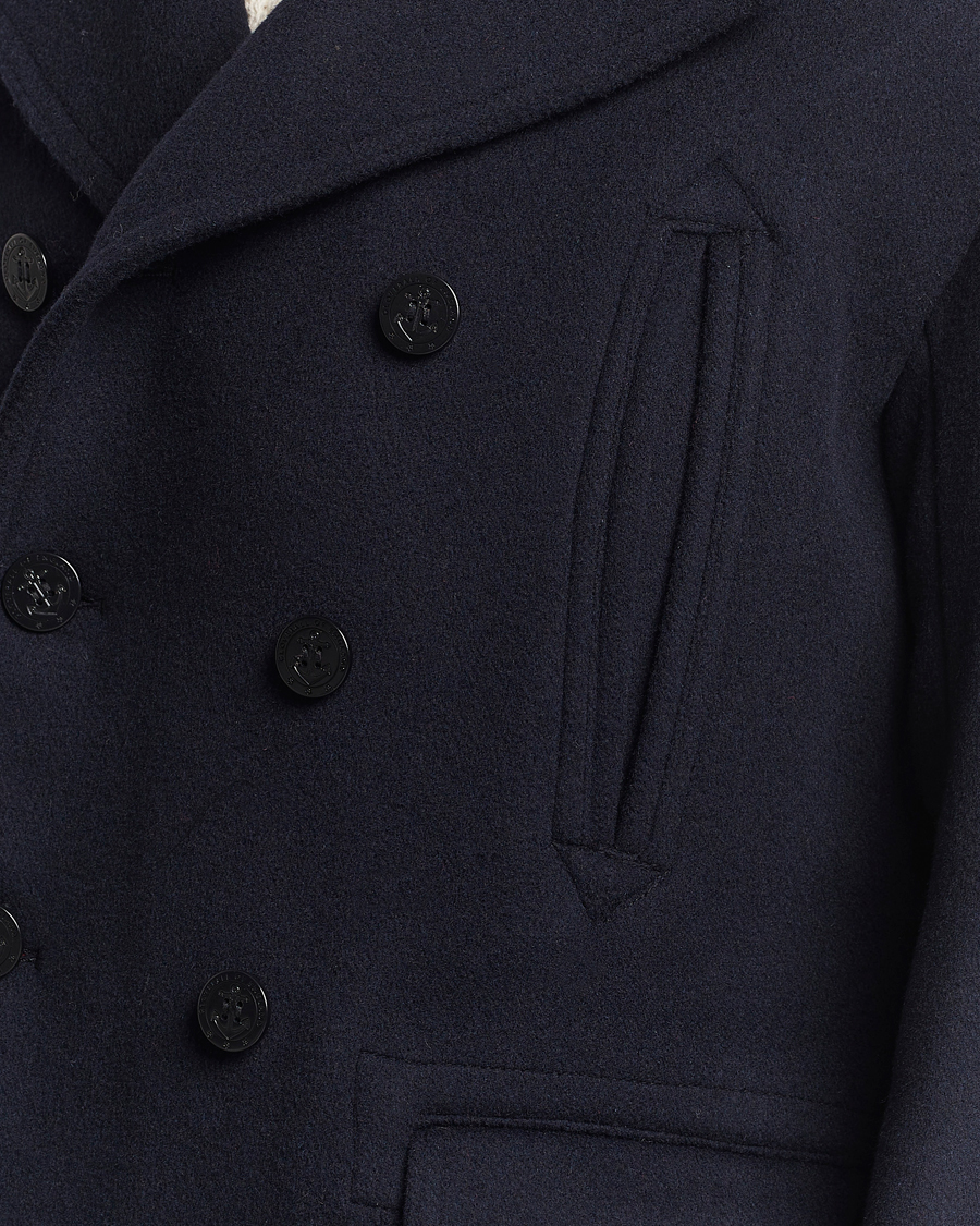 Mies | Takit | Gloverall | Churchill Long Reefer Peacoat Navy Royal