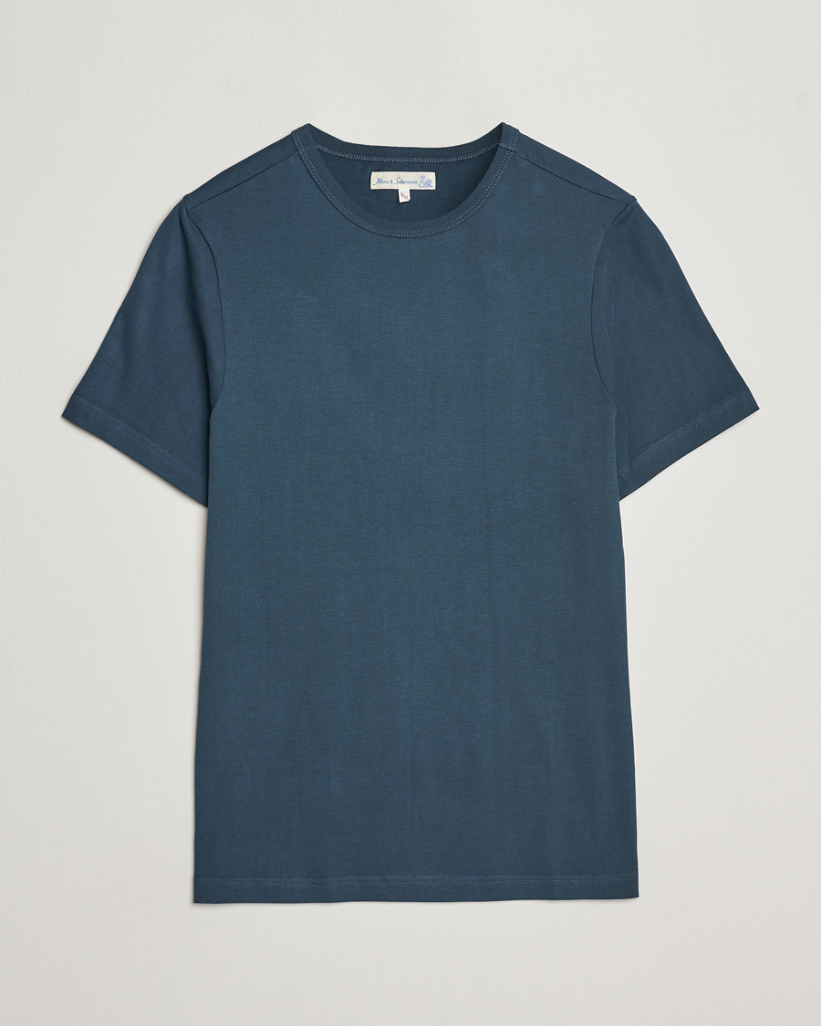 Mies | T-paidat | Merz b. Schwanen | 1950s Classic Loopwheeled T-Shirt Mineral Blue