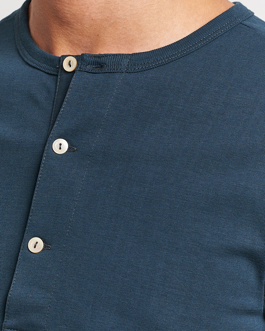 Mies | Puserot | Merz b. Schwanen | Classic Organic Cotton Henley Mineral Blue