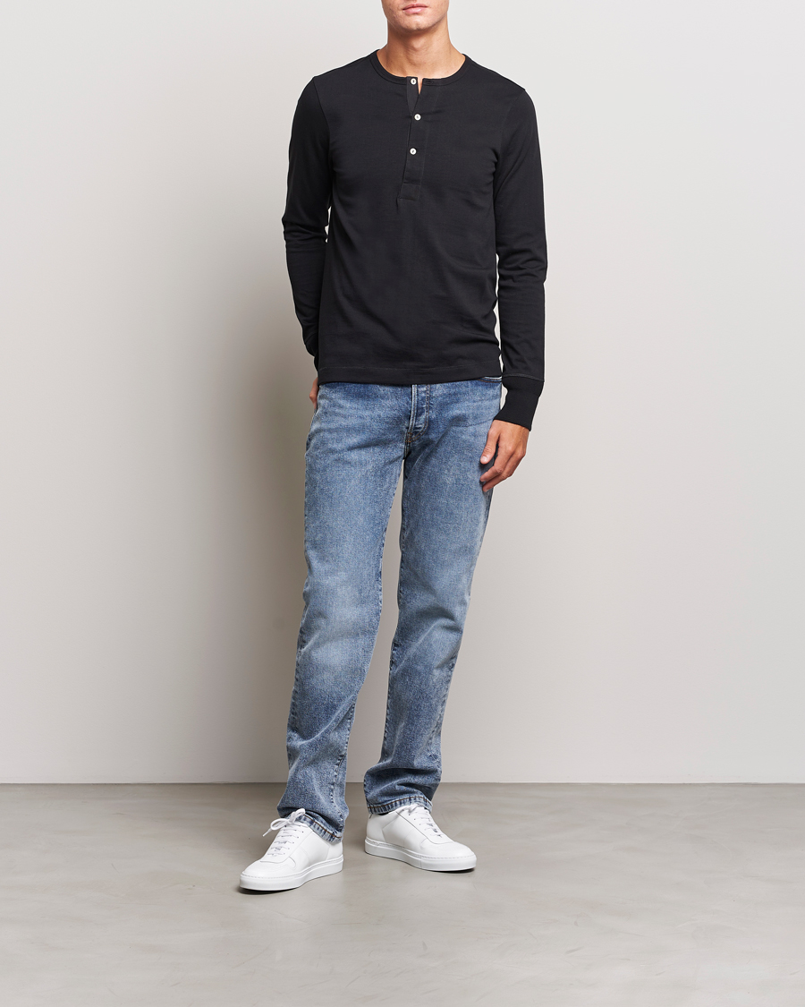 Mies | Puserot | Merz b. Schwanen | Classic Organic Cotton Henley Sweater Black