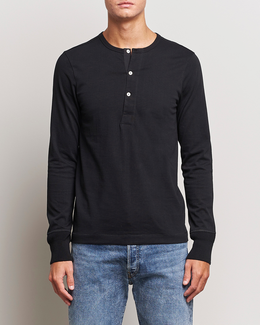 Mies | Puserot | Merz b. Schwanen | Classic Organic Cotton Henley Sweater Black
