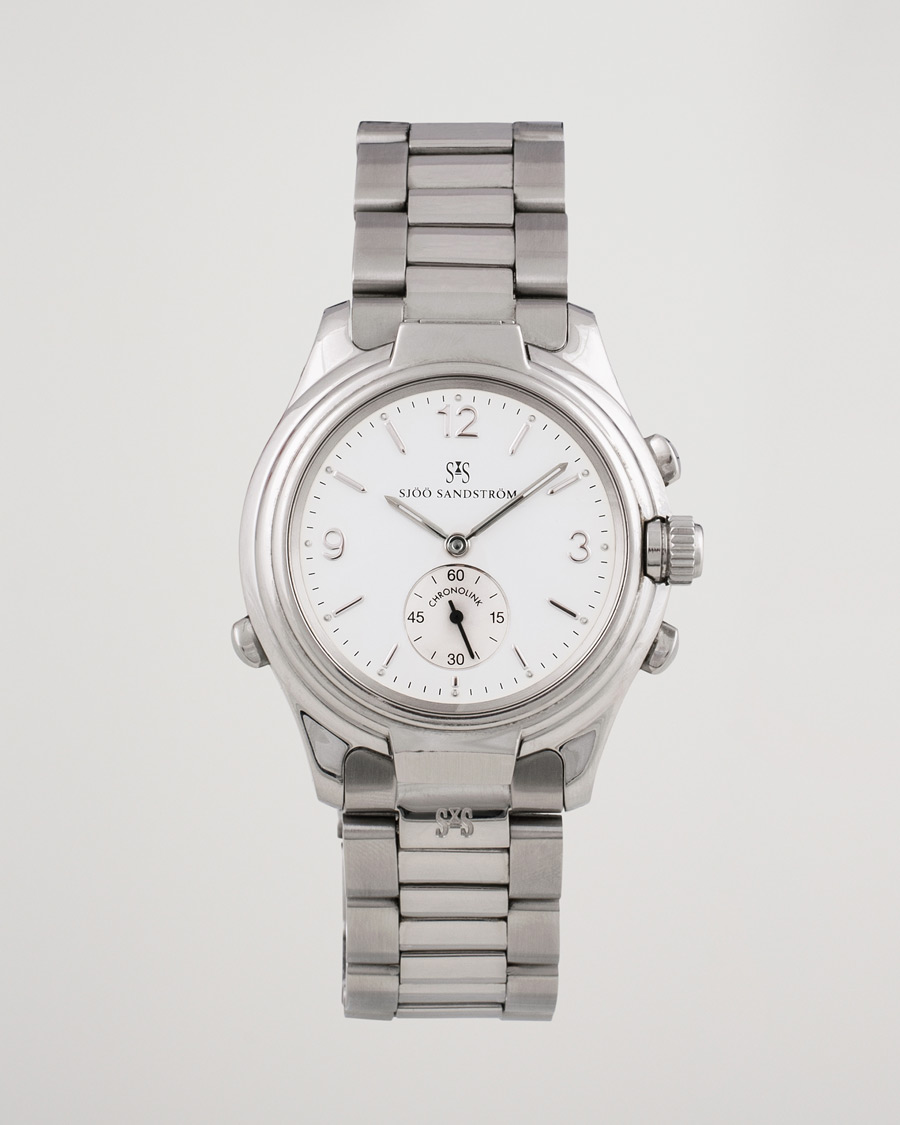 Mies | Sjöö Sandström Pre-Owned Chronolink Worldtimer WT 6202 Steel White | Sjöö Sandström Pre-Owned | Chronolink Worldtimer WT 6202 Steel White