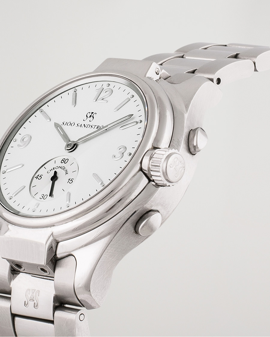Mies | Sjöö Sandström Pre-Owned Chronolink Worldtimer WT 6202 Steel White | Sjöö Sandström Pre-Owned | Chronolink Worldtimer WT 6202 Steel White
