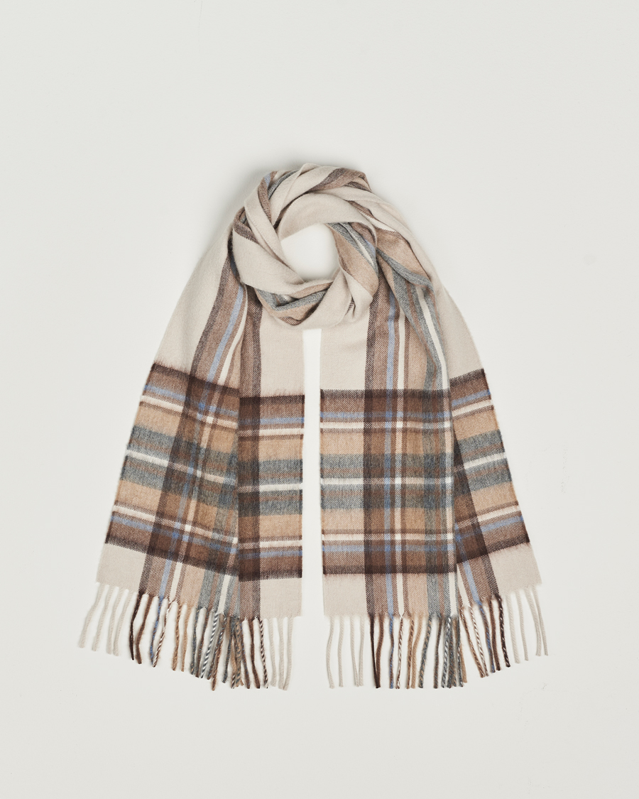 Mies | Kaulaliinat | Begg & Co | Striped/Checked Cashmere Scarf 30*160cm Natural Jean