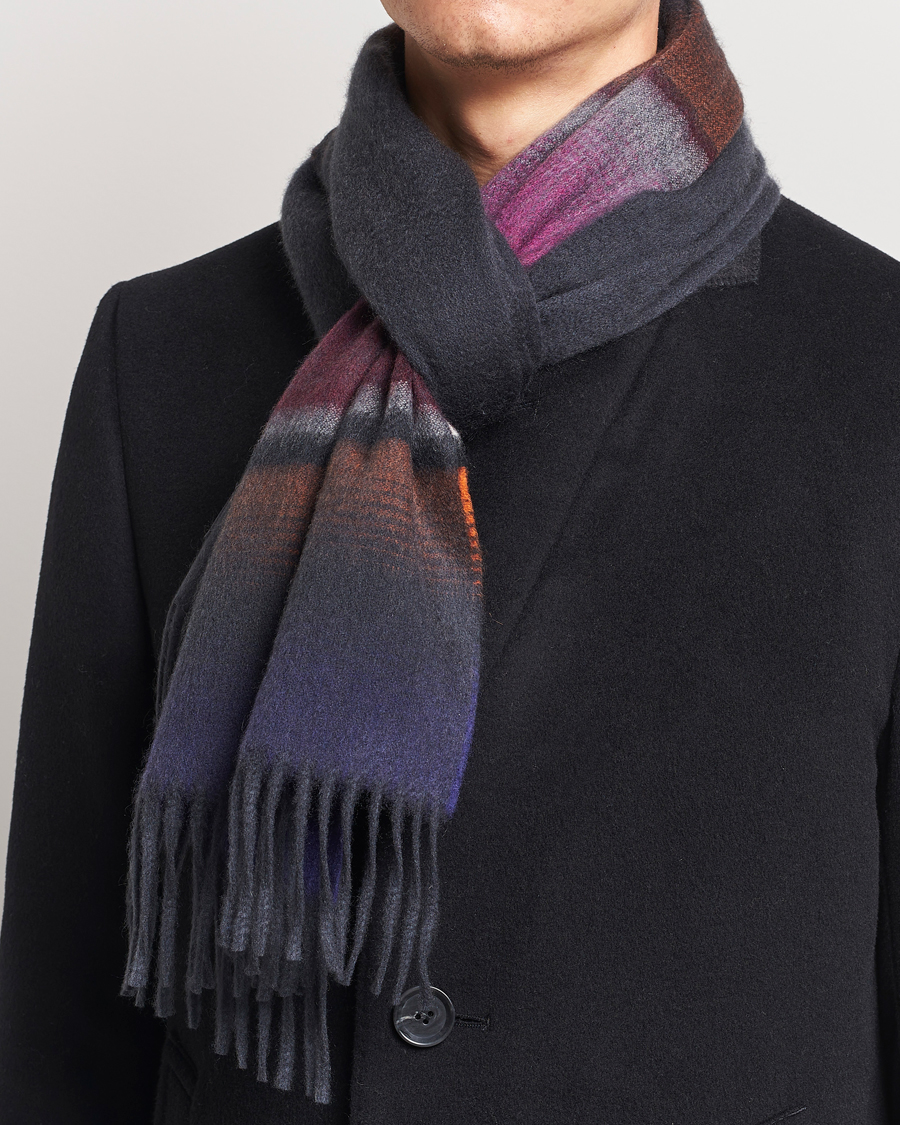 Mies | Kaulaliinat | Begg & Co | Solid/Checked Cashmere Scarf 36*183cm Midnight Pink