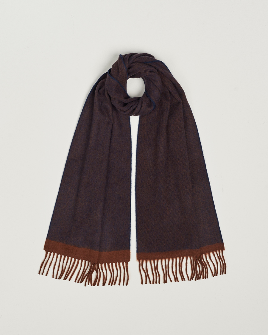 Mies | Begg & Co Solid Board Wool/Cashmere Scarf Navy Chocolate | Begg & Co | Solid Board Wool/Cashmere Scarf Navy Chocolate