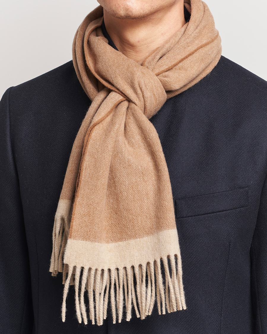 Mies |  | Begg & Co | Solid Board Wool/Cashmere Scarf Warm Natural