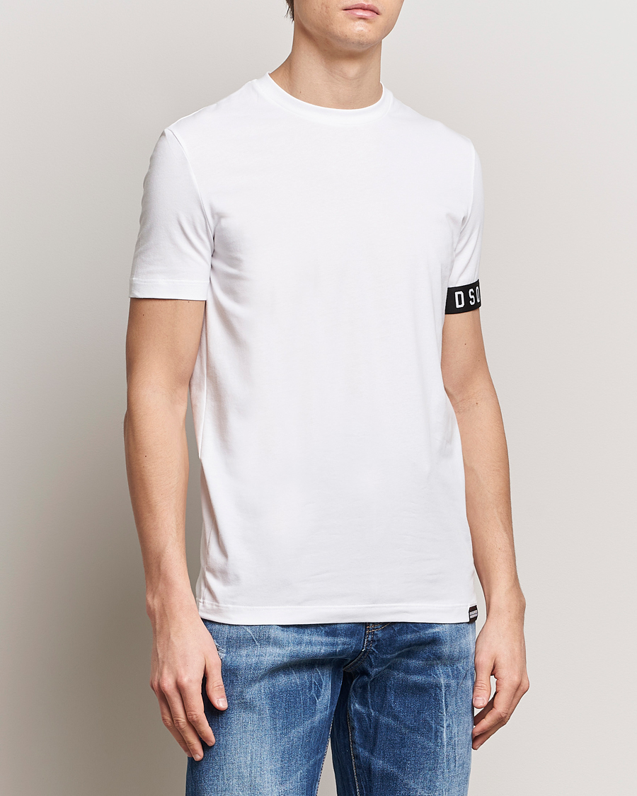 Herre | Tøj | Dsquared2 | Taped Logo Crew Neck T-Shirt White/Black