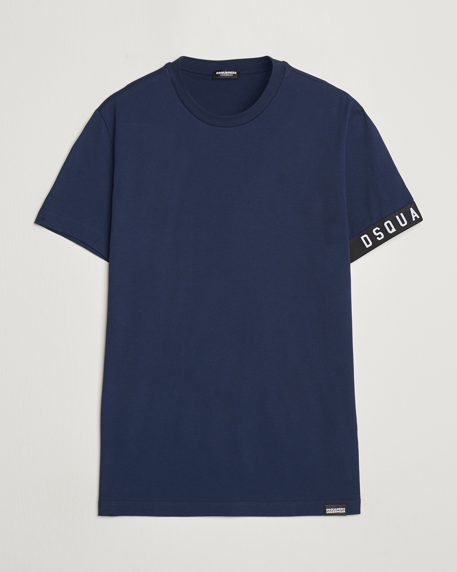 Mies | T-paidat | Dsquared2 | Taped Logo Crew Neck T-Shirt Navy/White