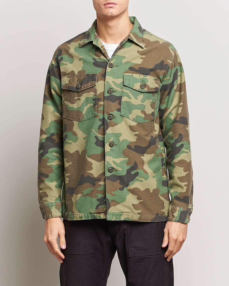 Mies | Kauluspaidat | orSlow | Cotton Sateen US Army Overshirt Woodland Camo