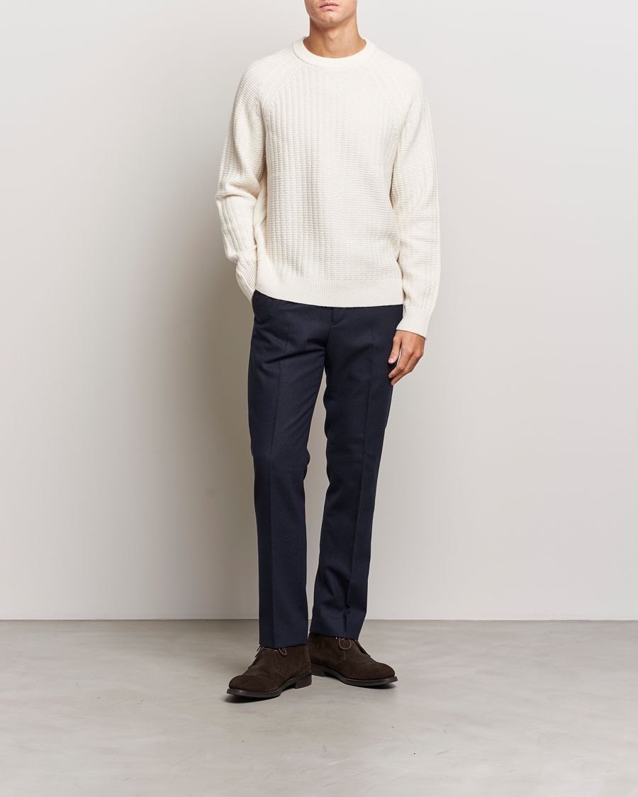 Mies | Puserot | GANT | Textured Raglan Knitted Crew Neck Cream