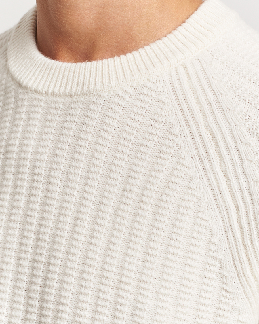 Mies | Puserot | GANT | Textured Raglan Knitted Crew Neck Cream