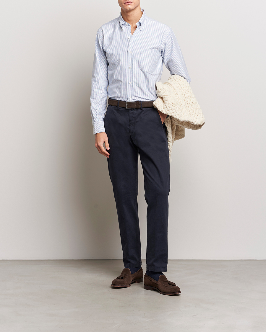 Mies | Kauluspaidat | Kamakura Shirts | Vintage Ivy Oxford Button Down Shirt Blue Stripe