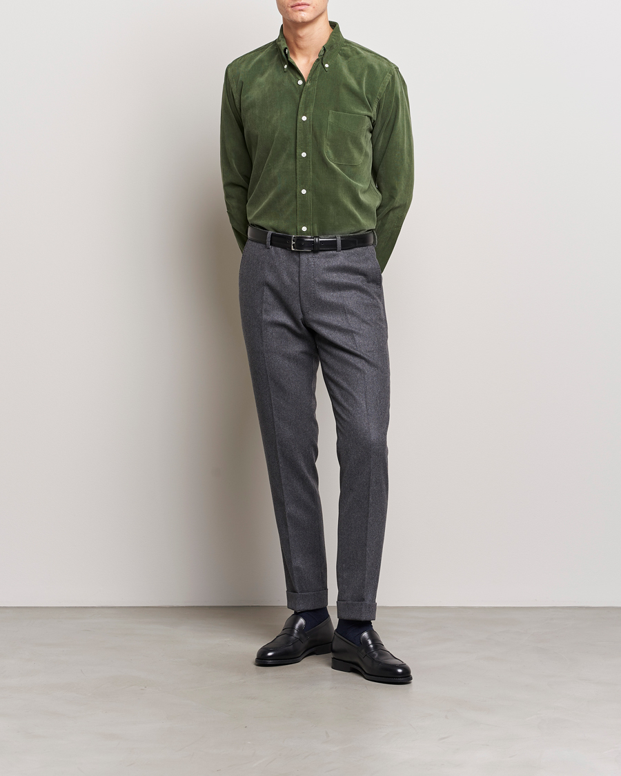 Mies | Kauluspaidat | Kamakura Shirts | Vintage Ivy Japanese Corduroy Shirt Green