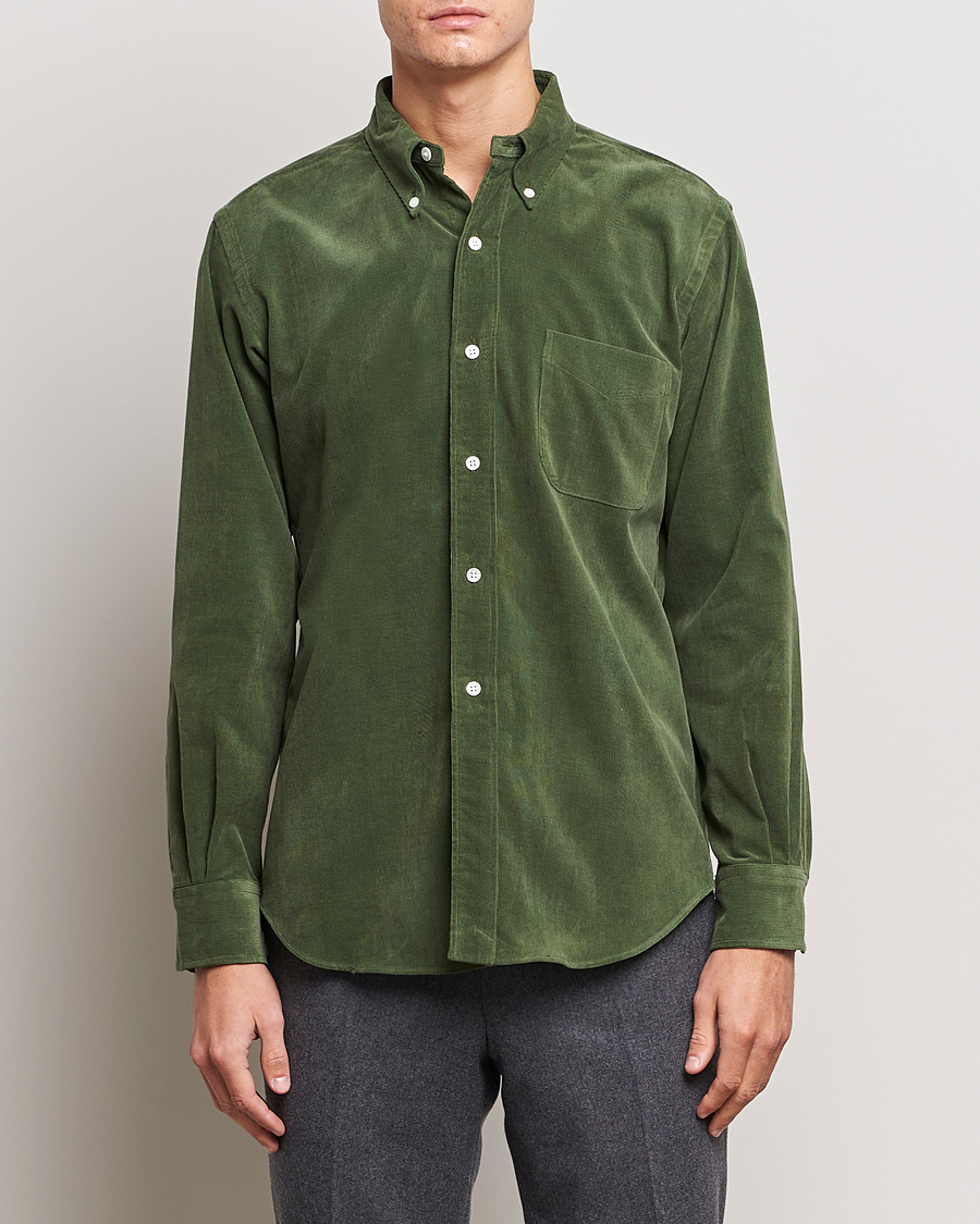 Mies | Kauluspaidat | Kamakura Shirts | Vintage Ivy Japanese Corduroy Shirt Green