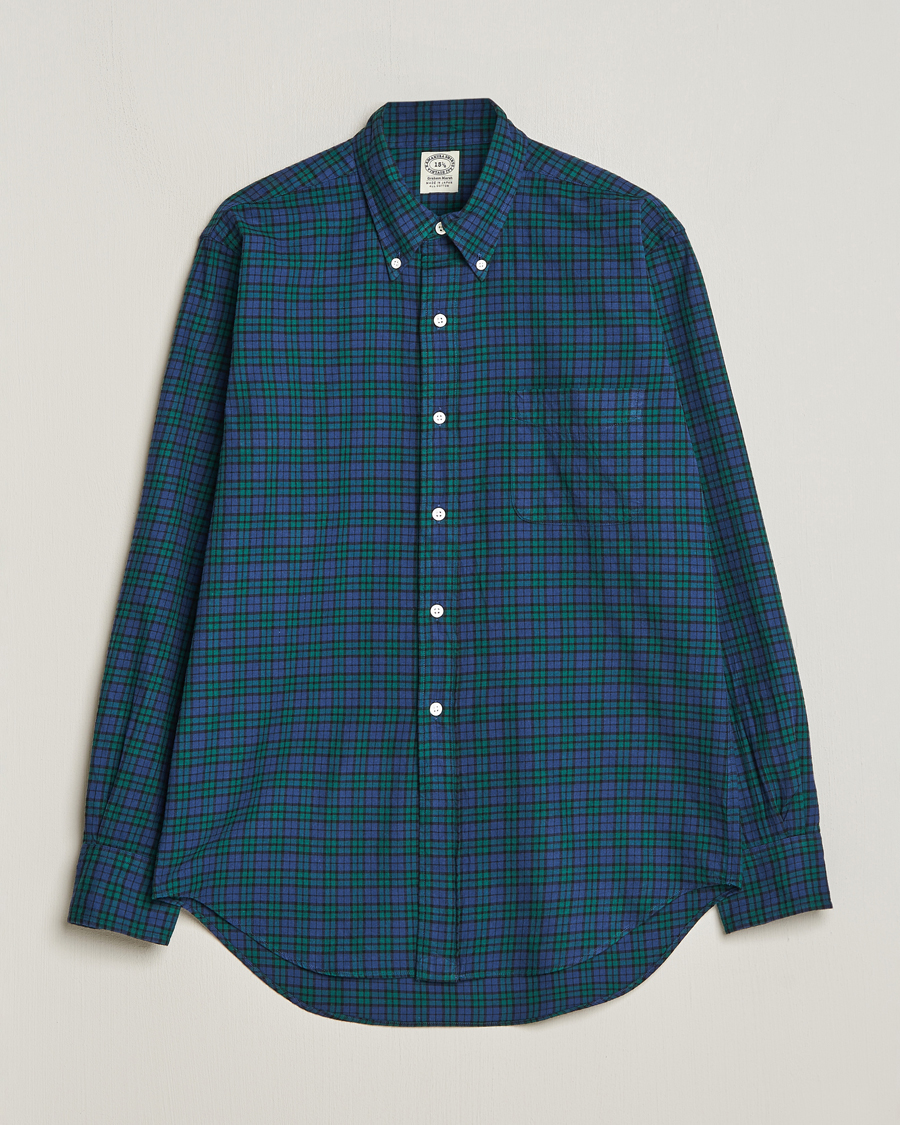 Mies | Kauluspaidat | Kamakura Shirts | Vintage Ivy Blackwatch Flannel Shirt Navy/Green