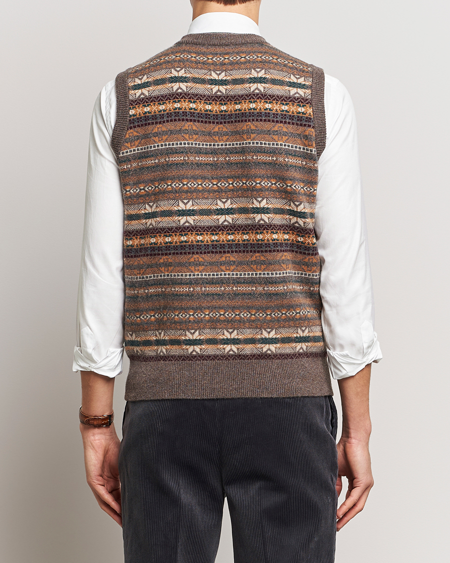 Mies | Puserot | Beams F | Cashmere Fairisle Vest Dark Brown