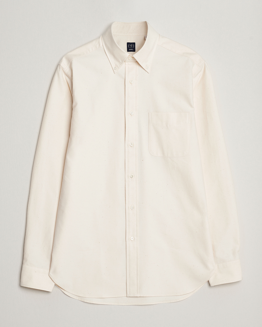 Mies | Kauluspaidat | Beams F | Cotton Flannel Button Down Shirt Off White