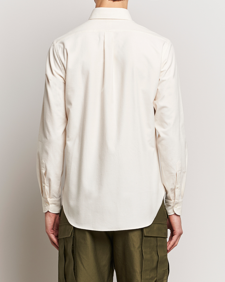 Mies | Kauluspaidat | Beams F | Cotton Flannel Button Down Shirt Off White