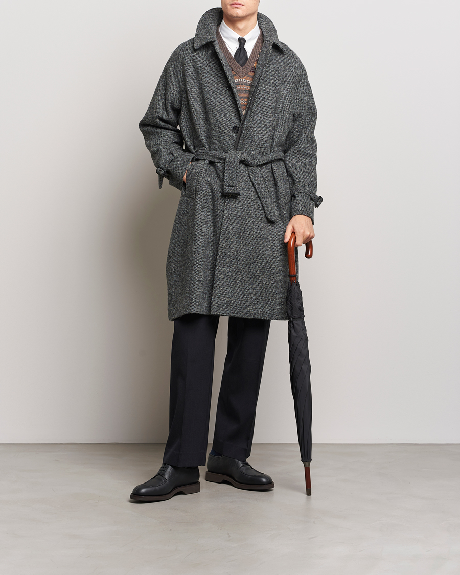 Mies | Takit | Beams F | Harris Tweed Raglan Coat Dark Grey