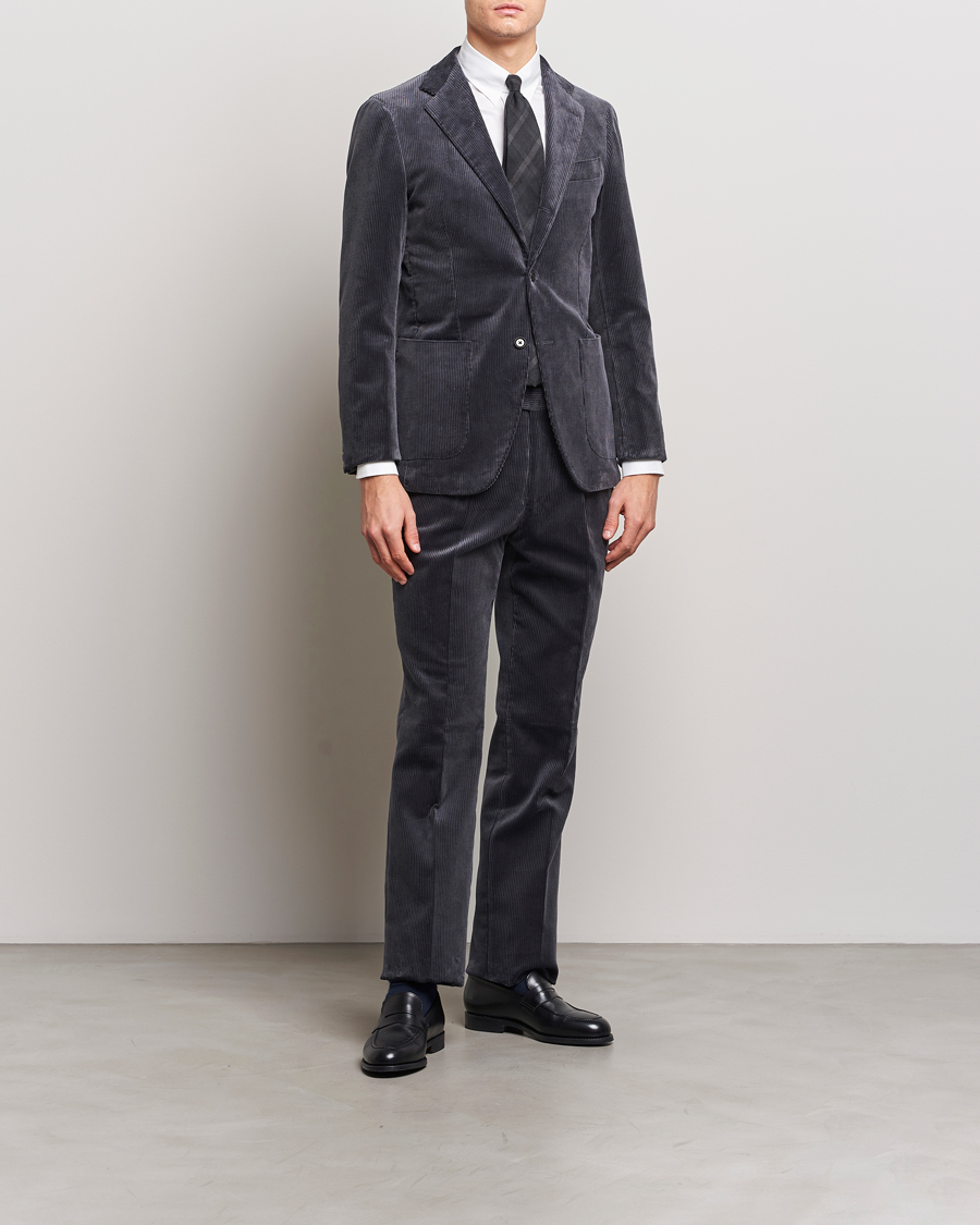 Mies | Housut | Beams F | Corduroy Side Adjuster Trousers Charcoal