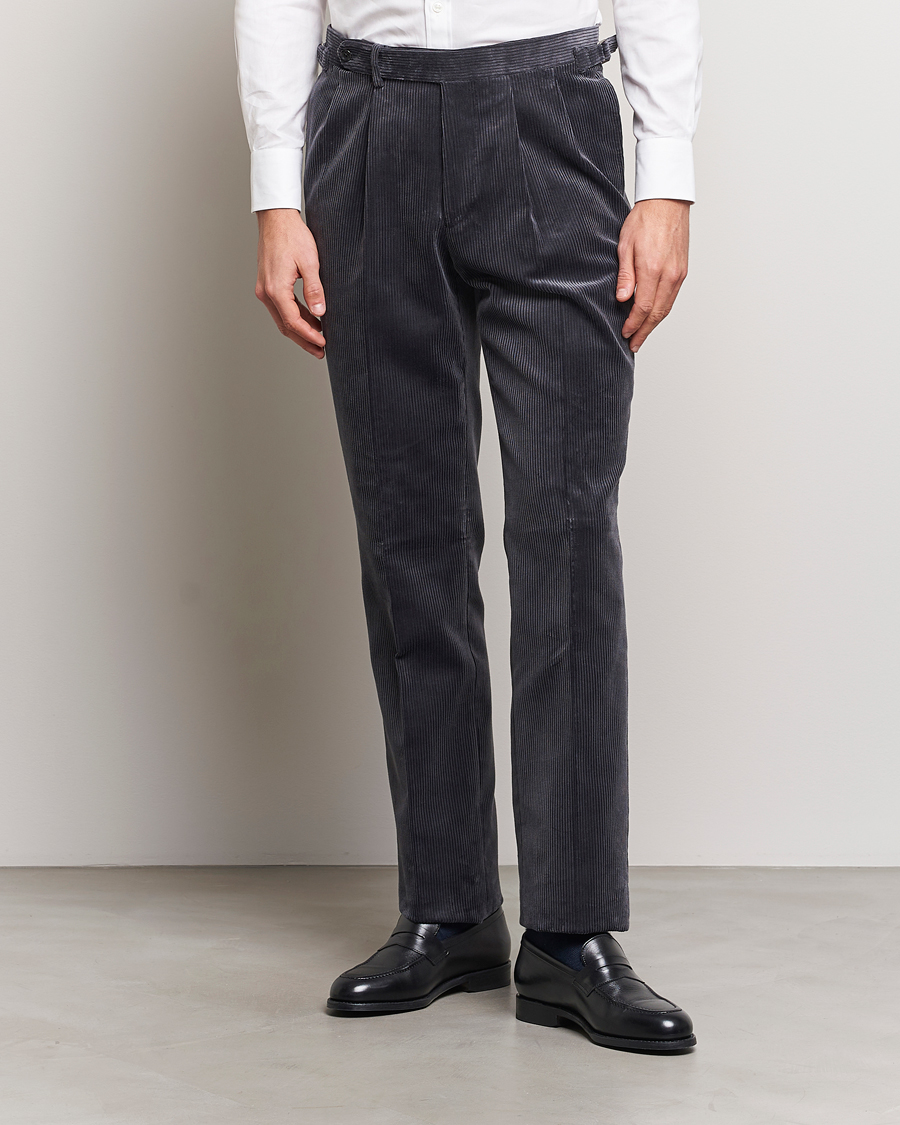 Mies | Housut | Beams F | Corduroy Side Adjuster Trousers Charcoal