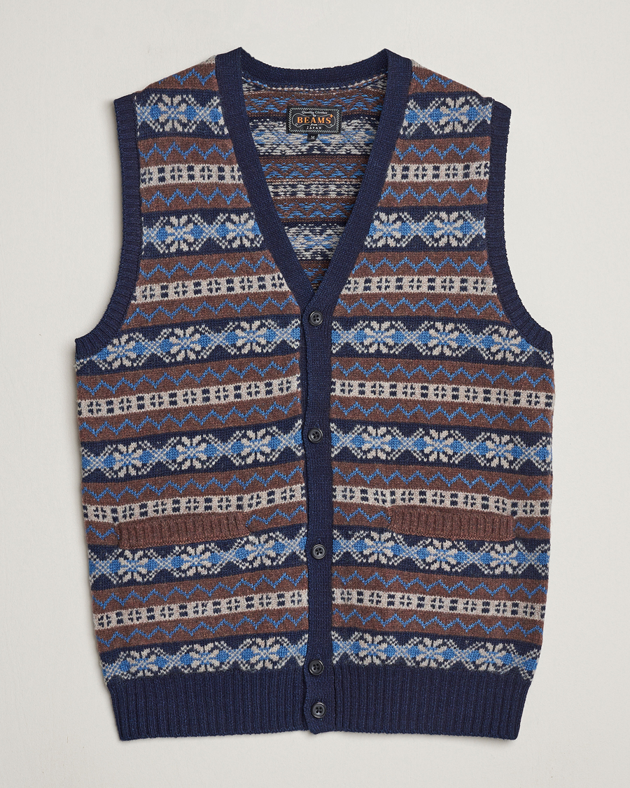 Mies | Puserot | BEAMS PLUS | Fairisle Knit Vest Brown