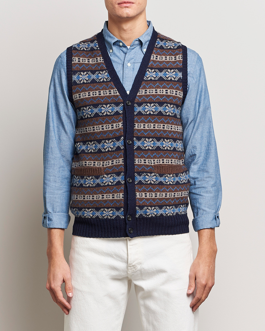 Mies | Puserot | BEAMS PLUS | Fairisle Knit Vest Brown