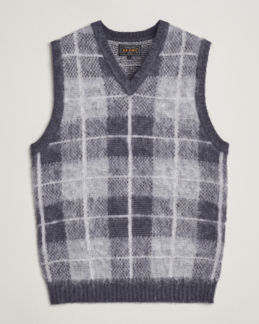Mies |  | BEAMS PLUS | Check Mohair Vest Grey