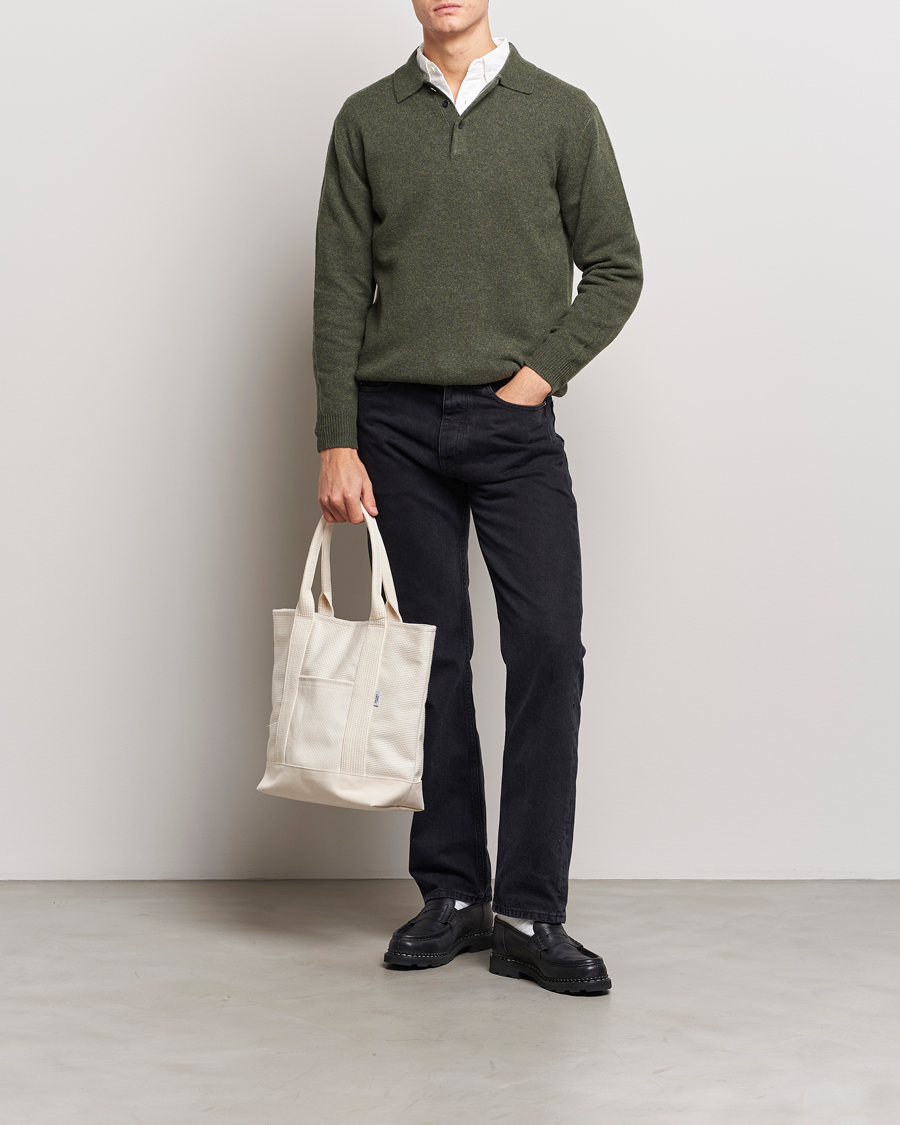 Mies | Puserot | BEAMS PLUS | Long Sleeve Knitted Polo Olive