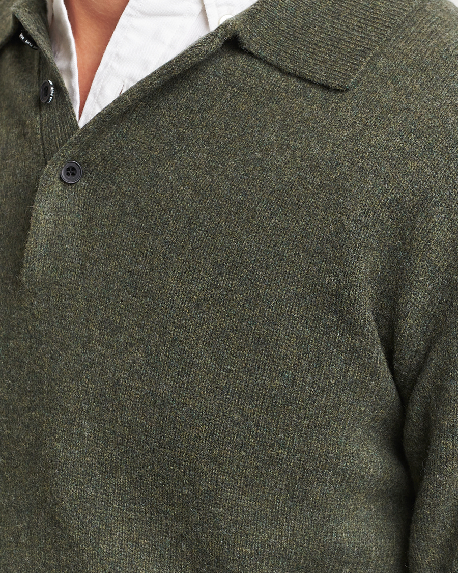 Mies | Puserot | BEAMS PLUS | Long Sleeve Knitted Polo Olive