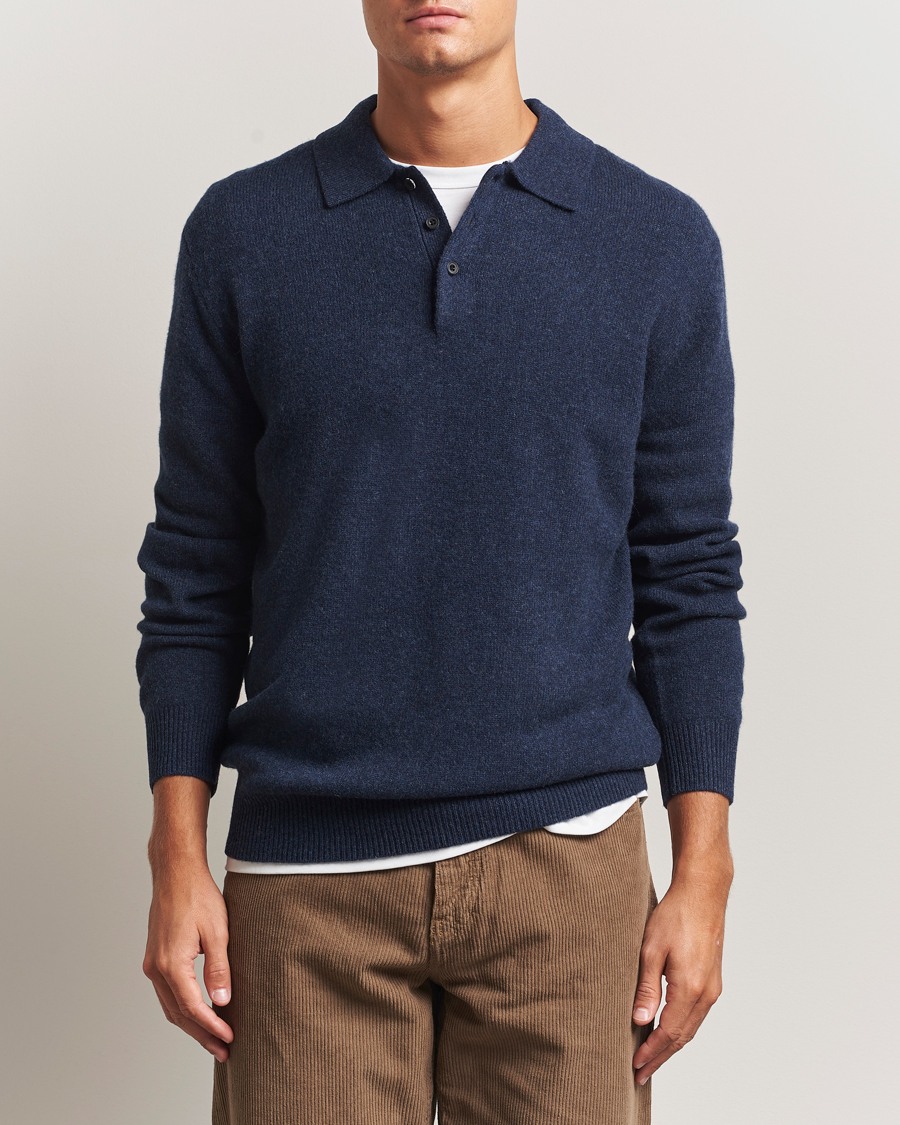 Mies | Puserot | BEAMS PLUS | Knitted Wool Polo Navy