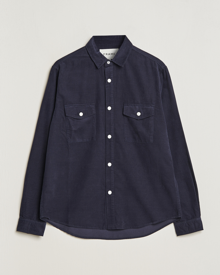 Mies | Kauluspaidat | FRAME | Douple Pocket Micro Cord Shirt Midnight Blue