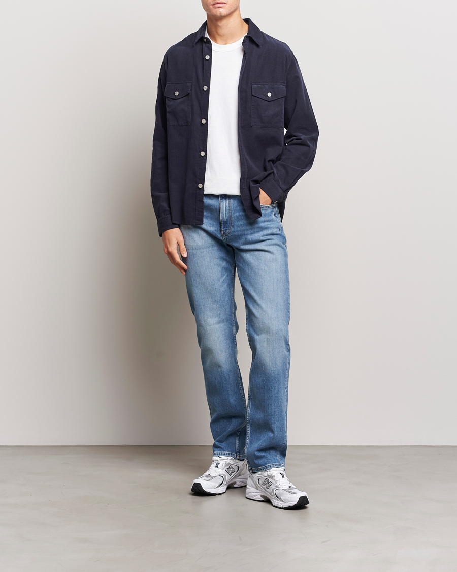 Mies | Kauluspaidat | FRAME | Douple Pocket Micro Cord Shirt Midnight Blue