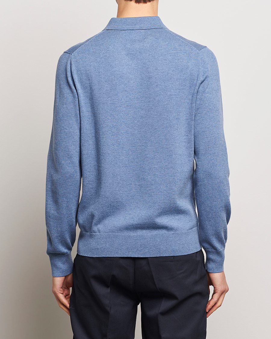 Mies | Puserot | Filippa K | Knitted Polo Shirt Paris Blue