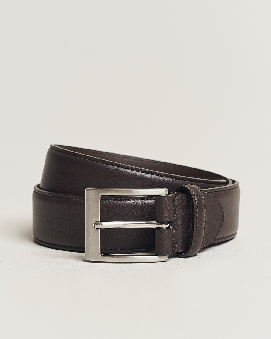 Mies | Vyöt | Canali | Classic Leather Belt Dark Brown Calf