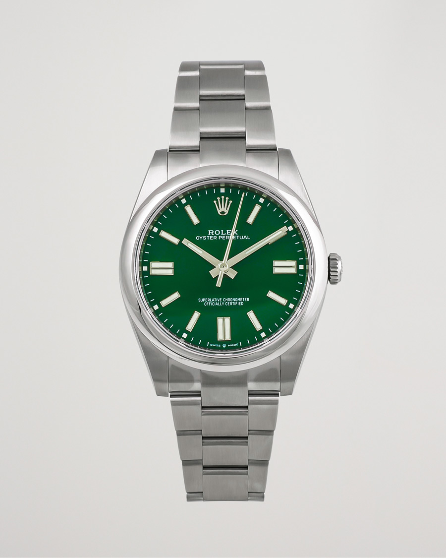Mies | Pre-Owned & Vintage Watches | Rolex Pre-Owned | Oyster Perpetual 41 Green Steel